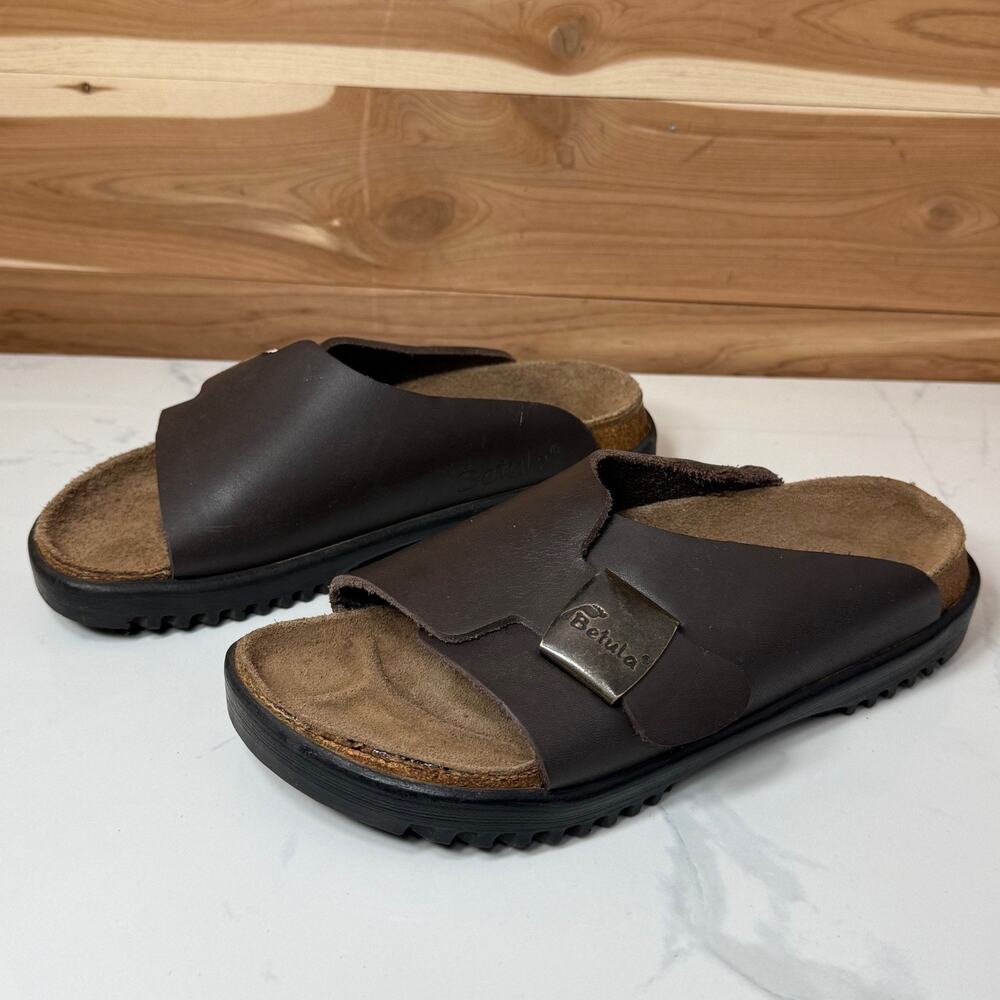 Betula by Birkenstock Leather Slides Adjustable Buckle Sandals Size EU 36 - US 5
